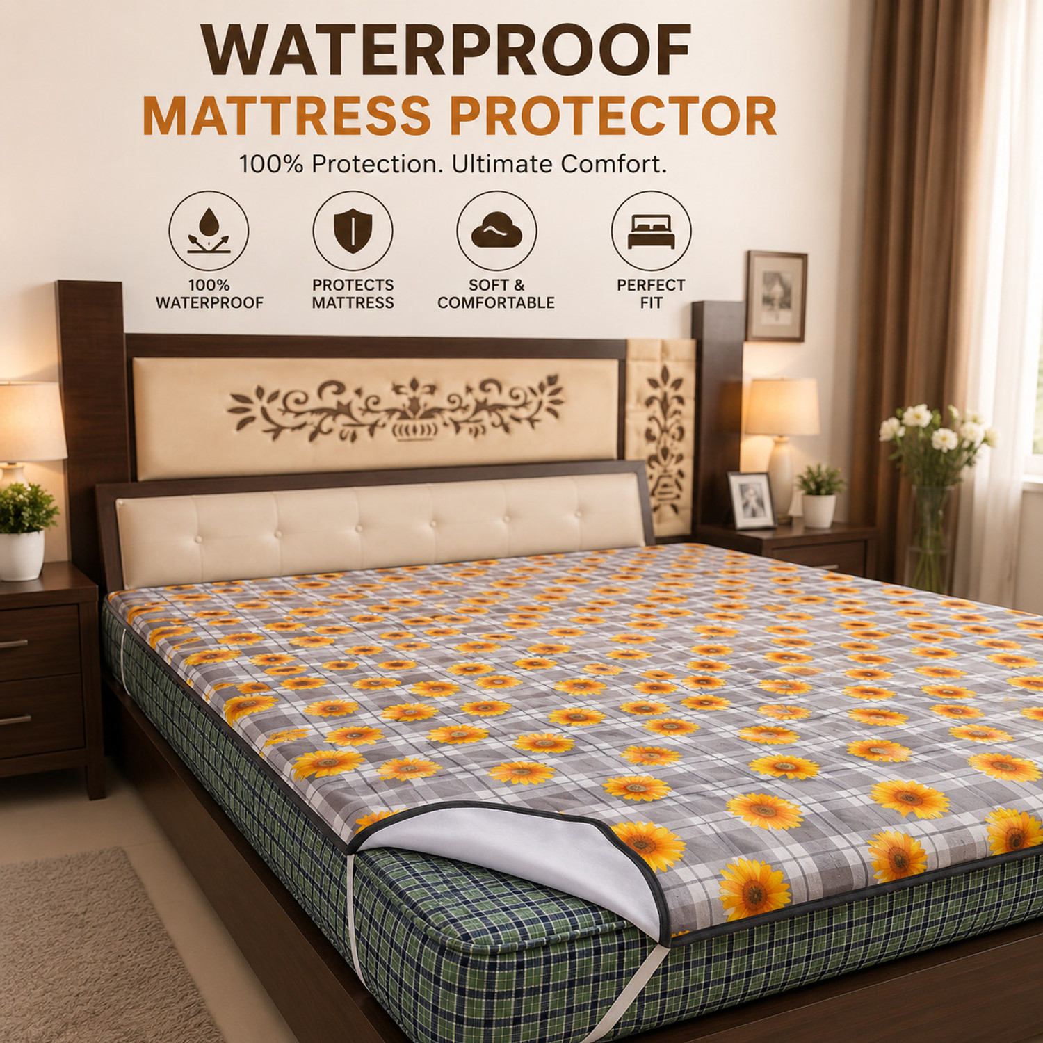 Image of Sereve King Size Elastic Strap Vinyl Waterproof Mattress Cover