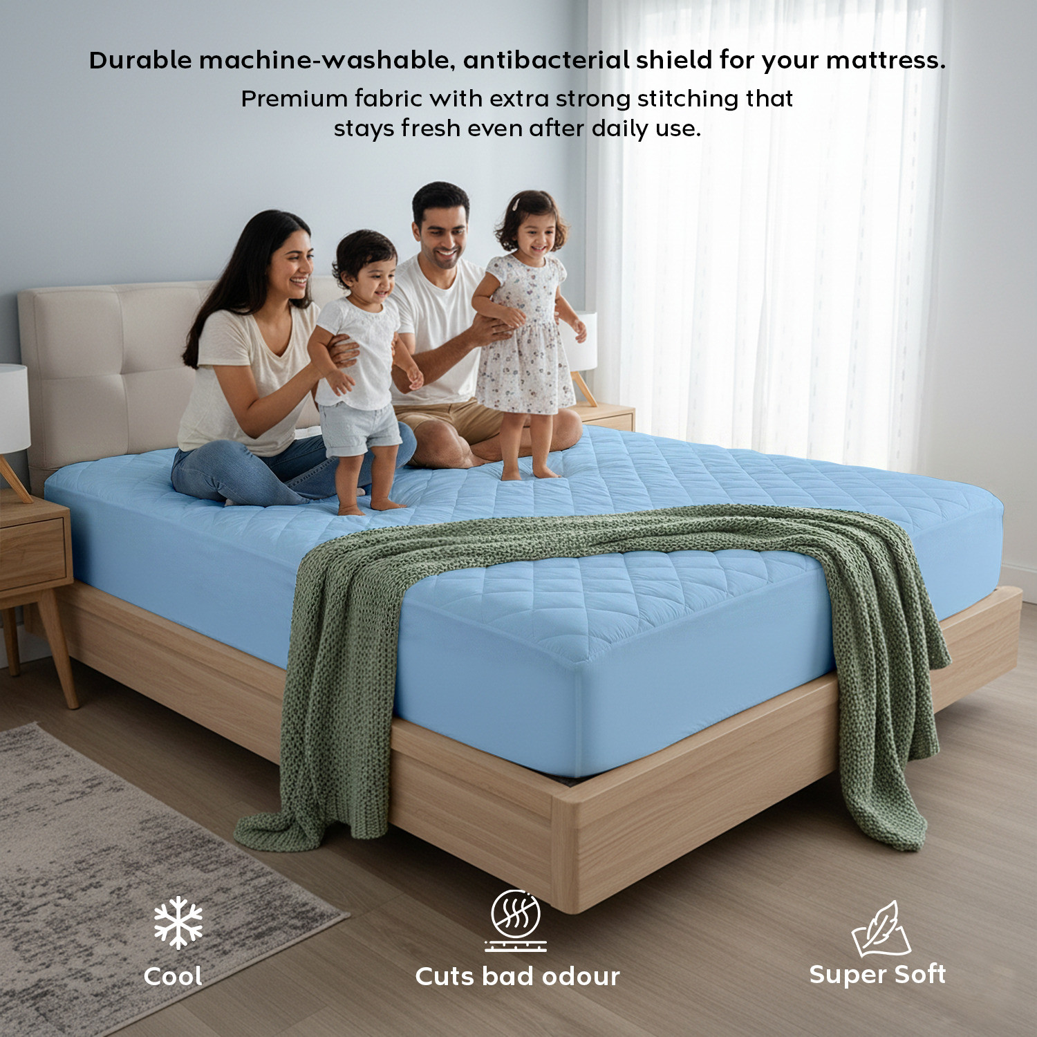 Image of compal Single Size Fitted Polycotton Waterproof, Breathable, Stretchable Mattress Cover