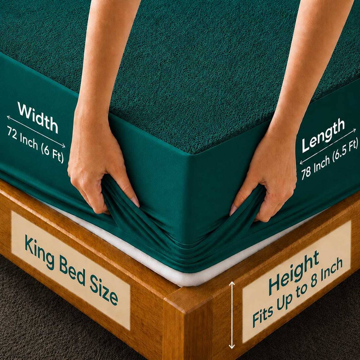 BHARAT GRIHA Double, Queen, King Size Fitted Cotton Waterproof, Stretchable, Breathable Mattress Cover
