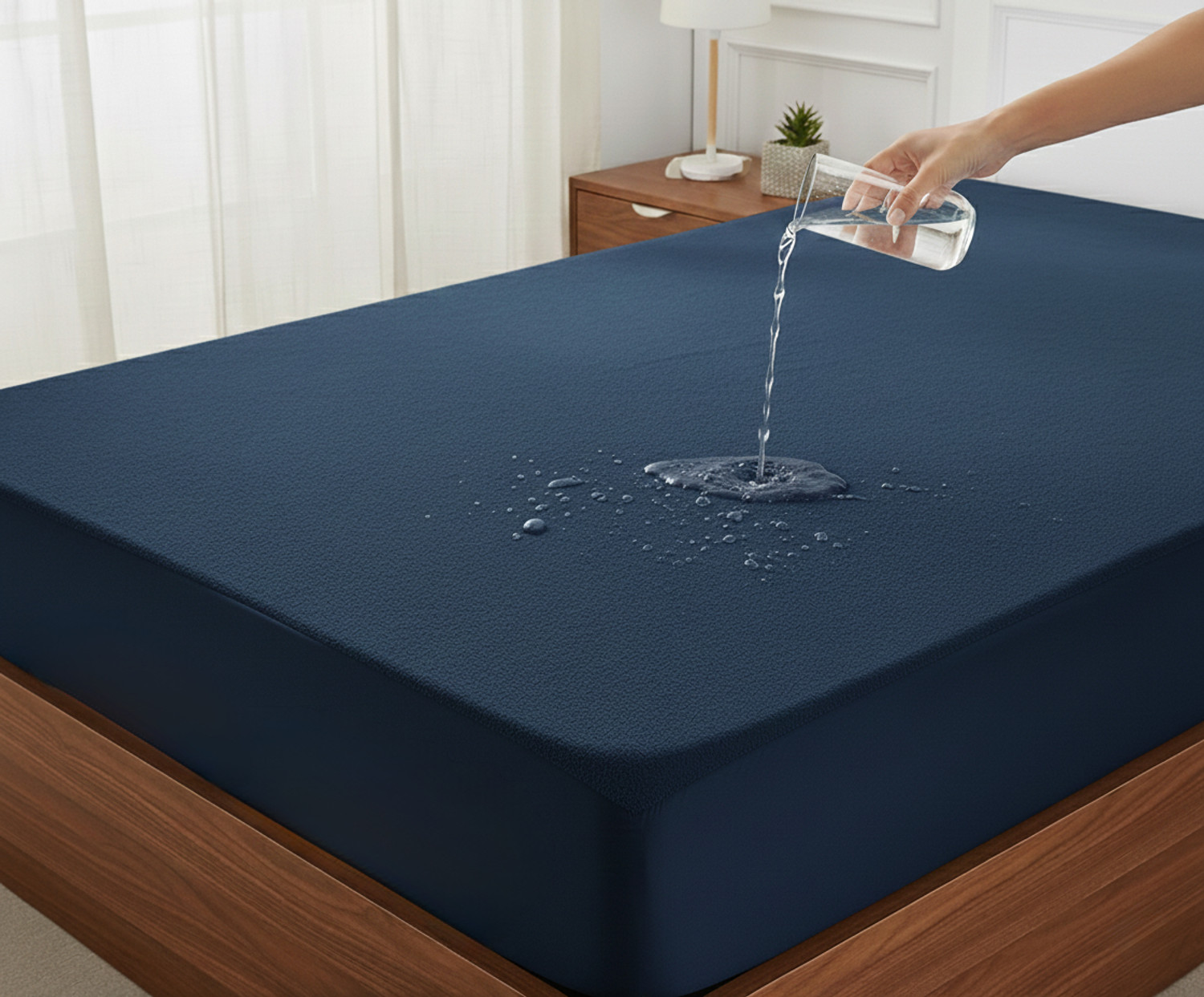 Image of Vastrora Queen Size Fitted Terry Cotton Waterproof, Breathable, Stretchable Mattress Cover