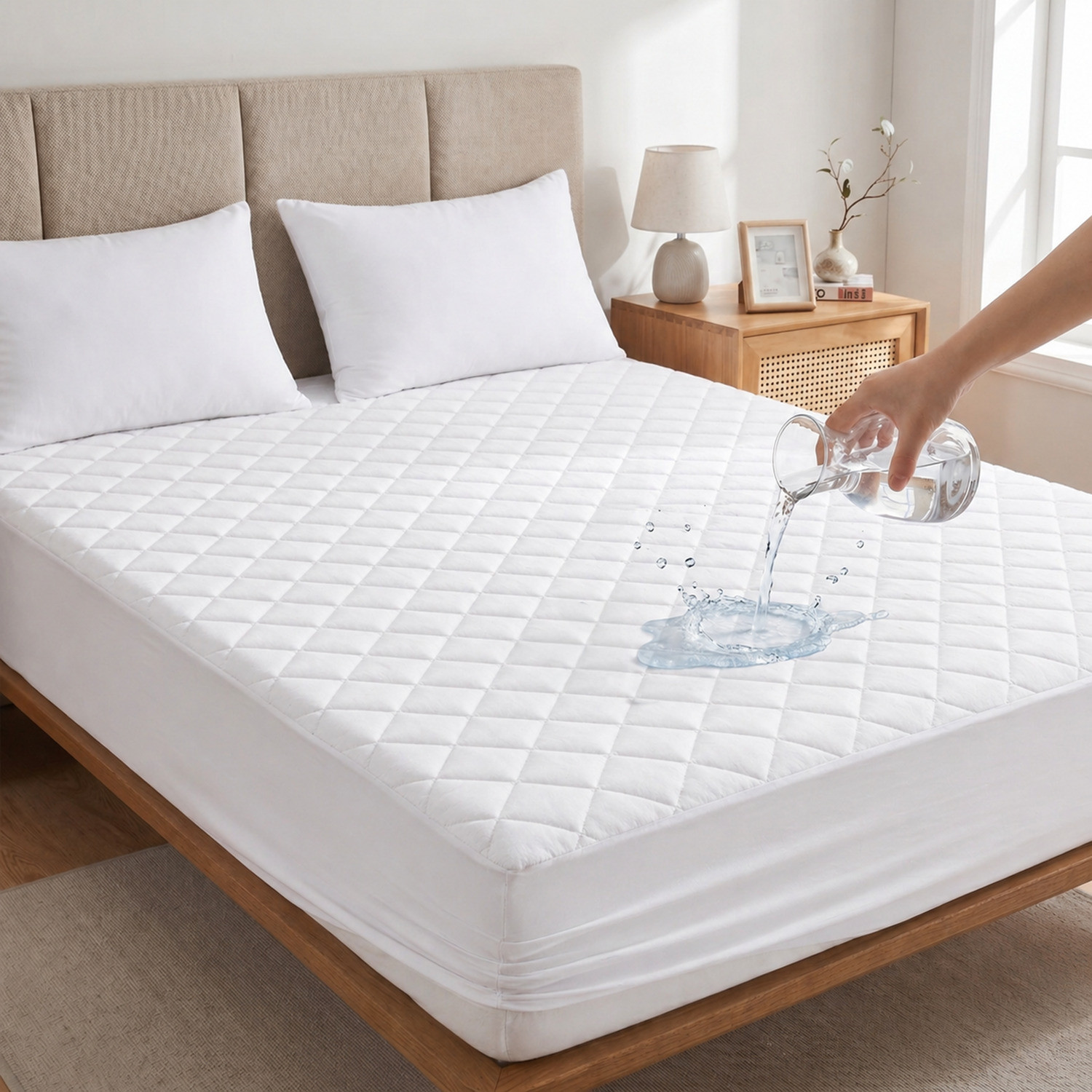 Image of compal Single Size Fitted Polycotton Waterproof, Breathable, Stretchable Mattress Cover
