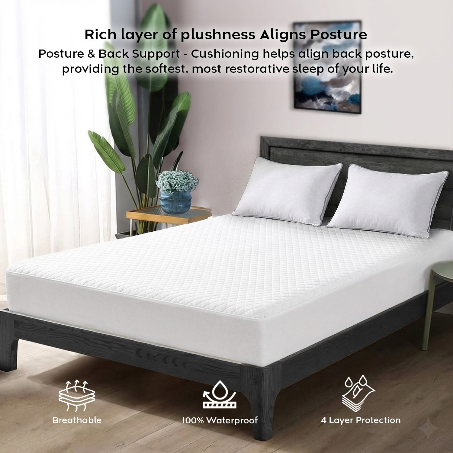 Image of AYKA Single Size Fitted Jacquard Waterproof, Breathable, Stretchable Mattress Cover
