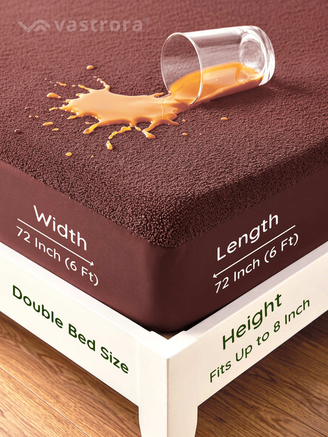 Image of Vastrora Double Size Fitted Terry Cotton Waterproof, Breathable, Stretchable Mattress Cover