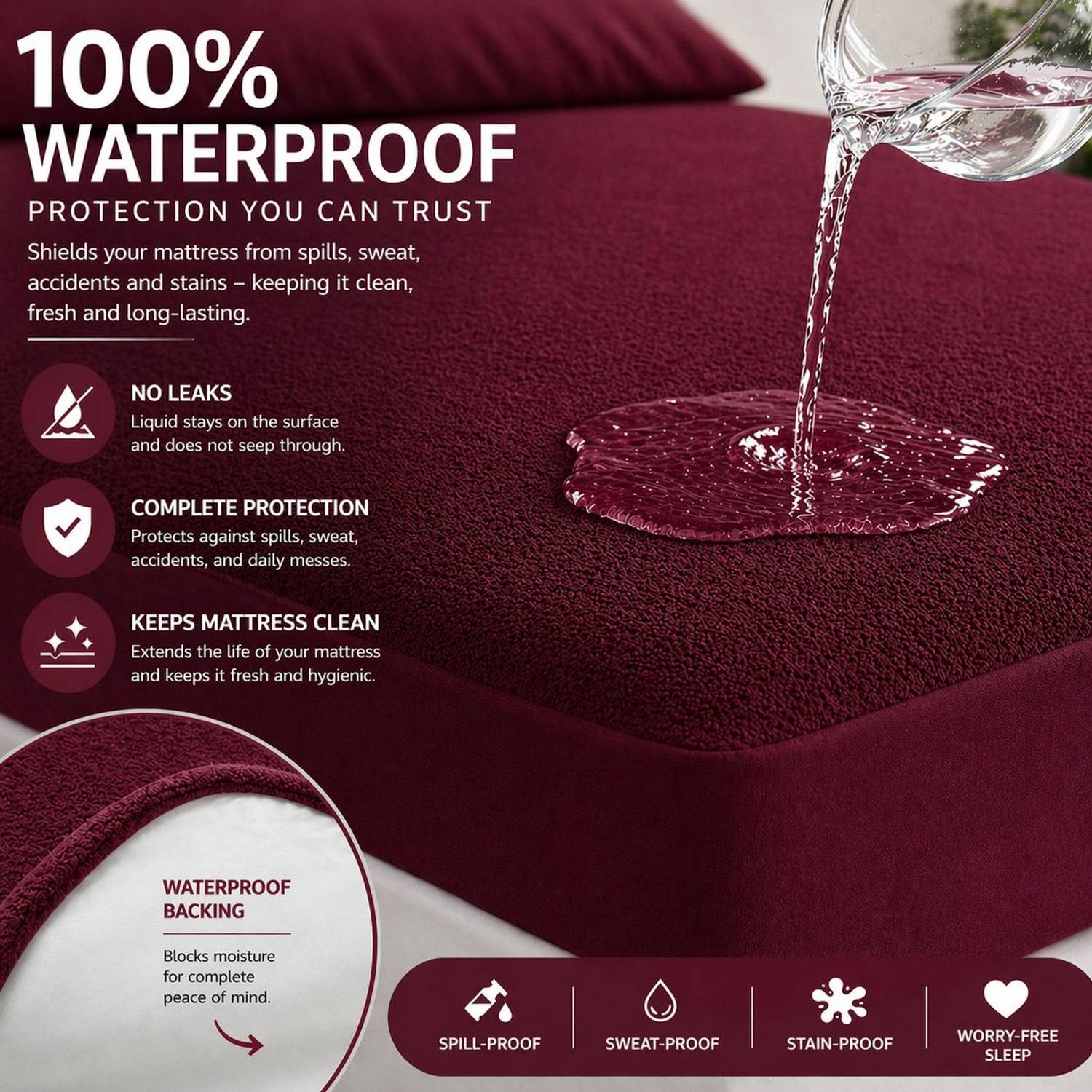 Teja Queen, King, Double Size Fitted Mattress Cover - Image 4