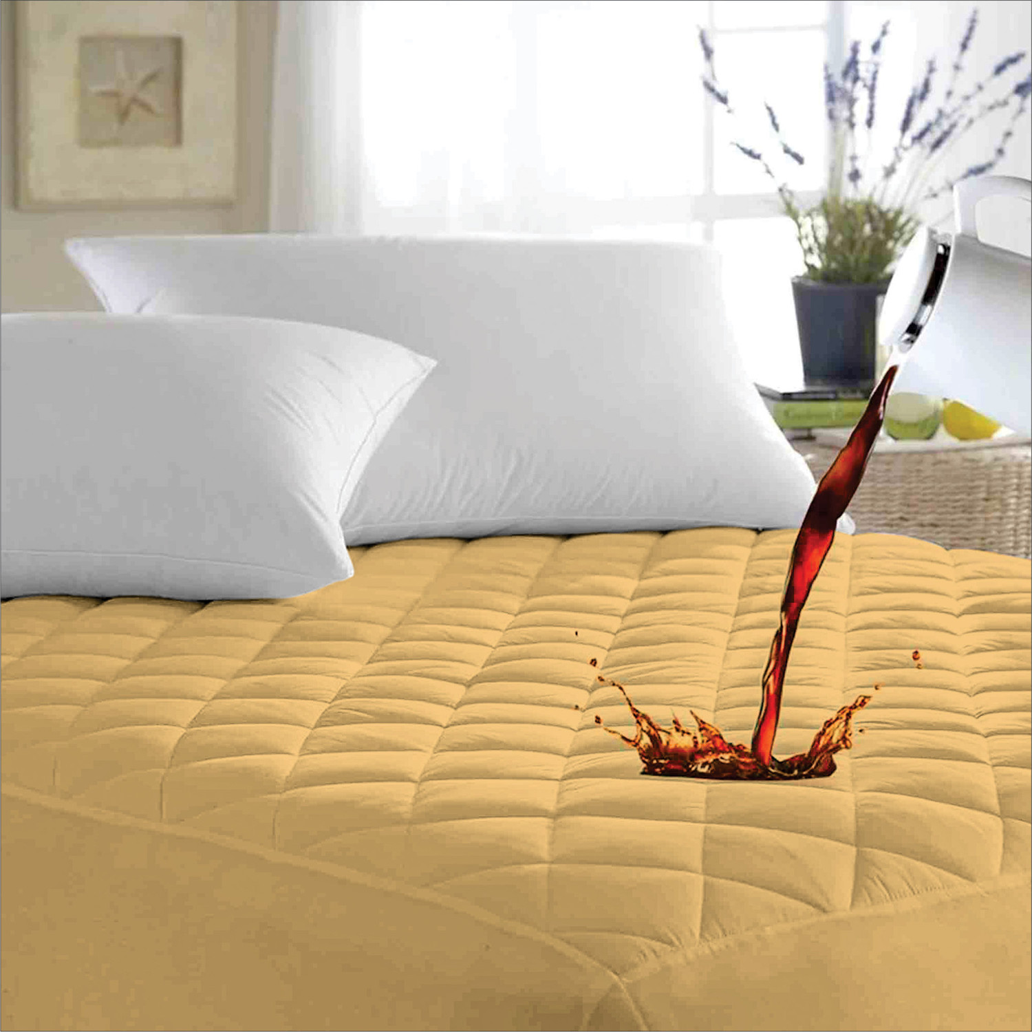 Image of AYKA Single Size Fitted Cotton Waterproof, Breathable, Stretchable Mattress Cover