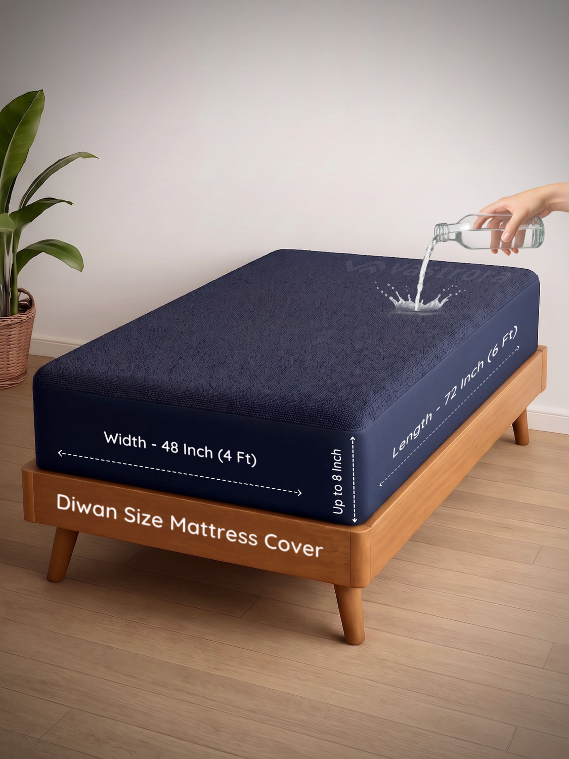 Image of Vastrora Single Size Fitted Terry Cotton Breathable, Stretchable, Waterproof Mattress Cover