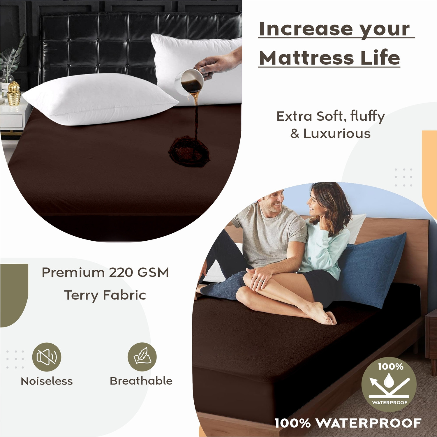 Image of AYKA Single Size Fitted Terry Cotton Waterproof, Breathable, Stretchable Mattress Cover