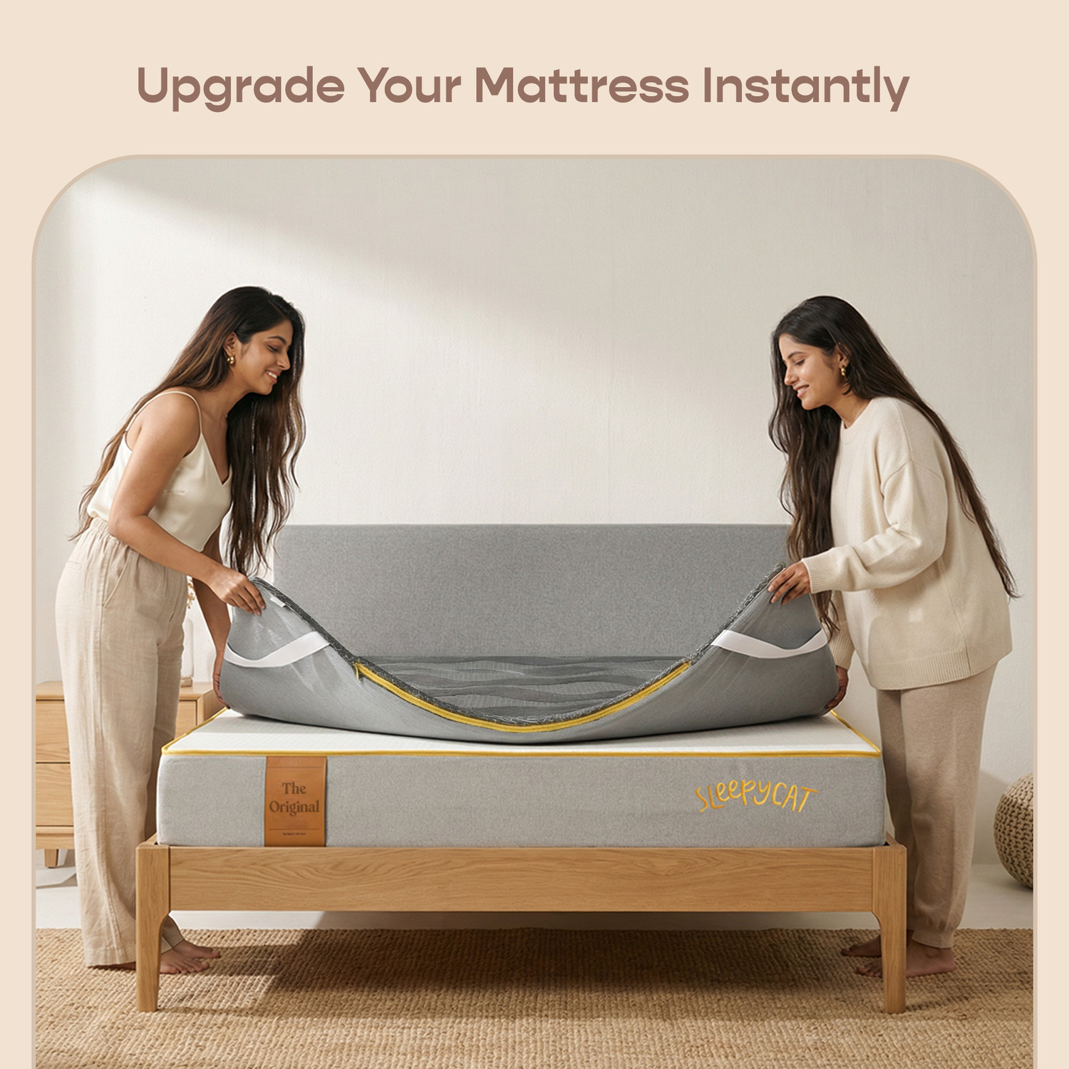Image of SleepyCat 1 inch (2.54 cm) Queen Size Foam Breathable Mattress Topper
