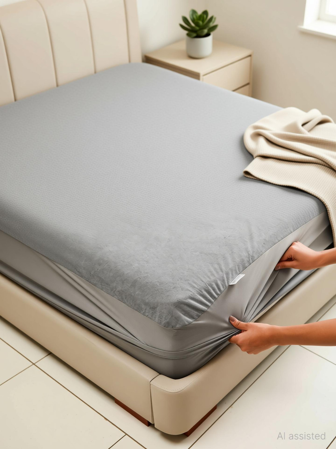 MY ARMOR King Size Fitted Terry Cotton Breathable, Stretchable, Waterproof Mattress Cover