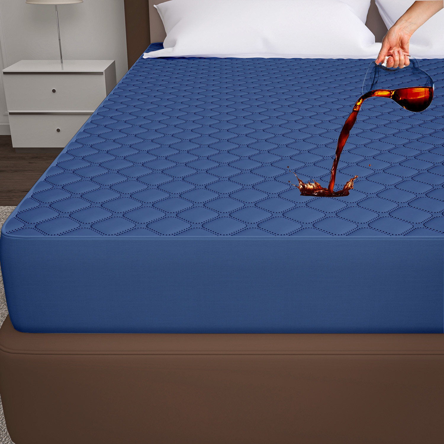 Image of AYKA King Size Fitted Cotton Breathable, Waterproof, Stretchable Mattress Cover