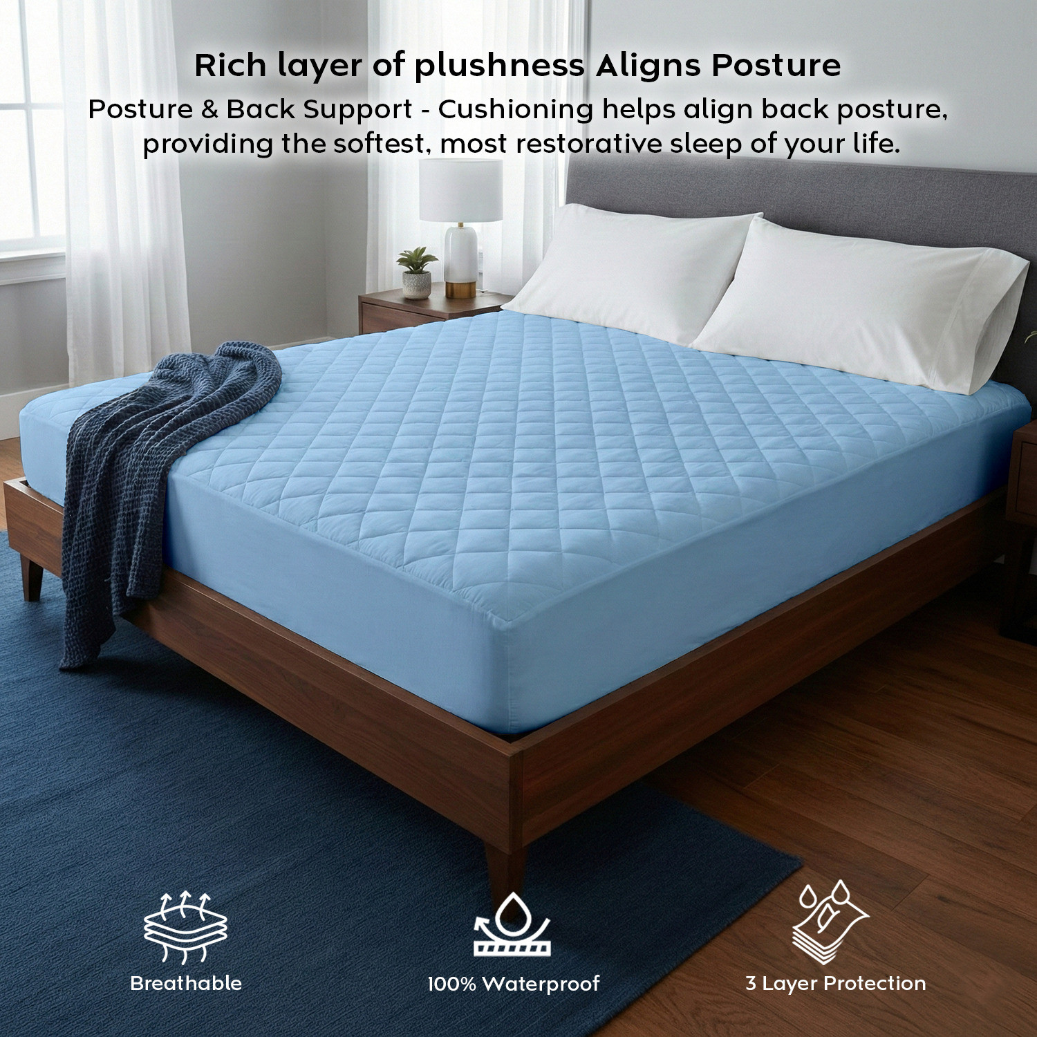 Image of compal Single Size Fitted Polycotton Waterproof, Breathable, Stretchable Mattress Cover