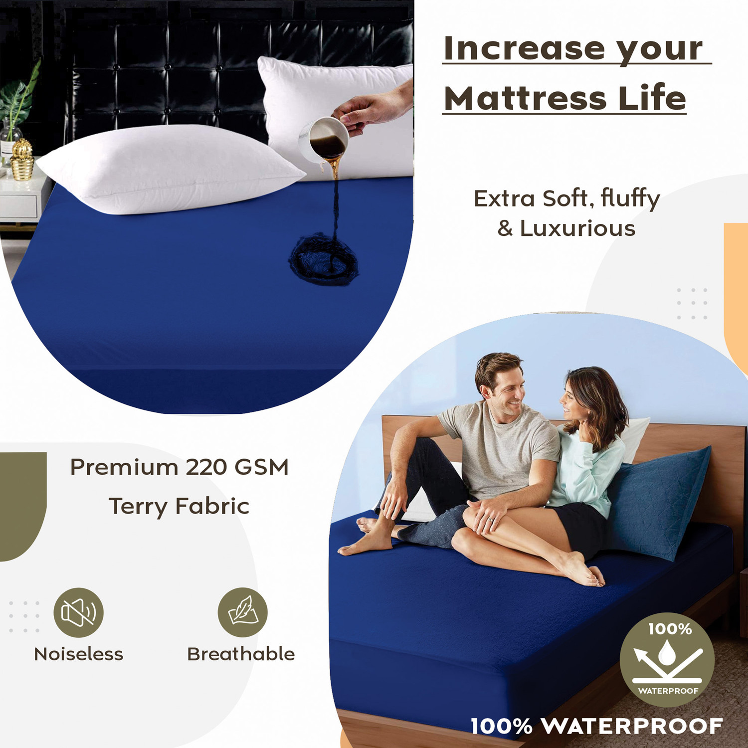 Image of AYKA Single Size Fitted Terry Cotton Waterproof, Breathable, Stretchable Mattress Cover