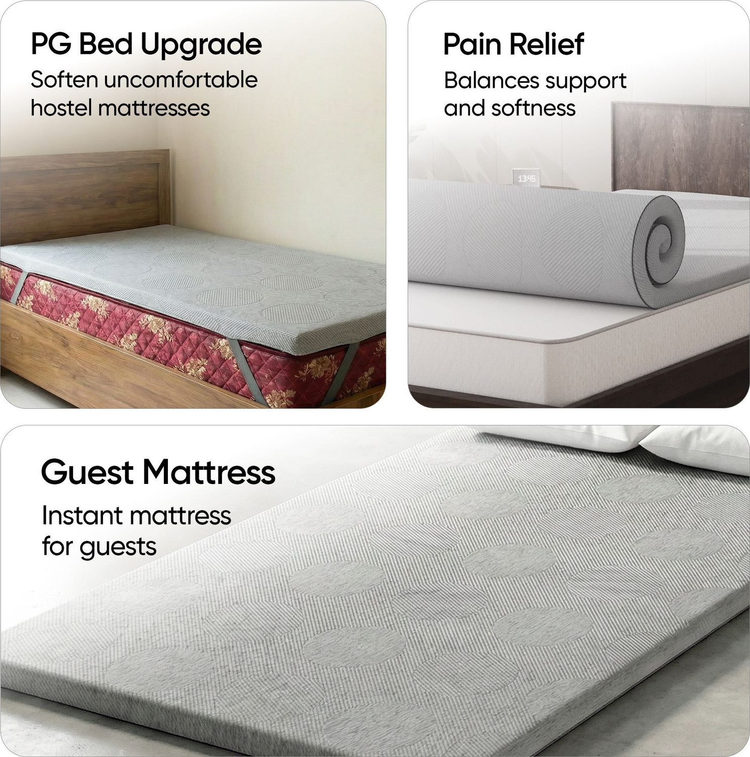 Image of Frido 2 inch (5.08 cm) King Size Foam Breathable Mattress Topper