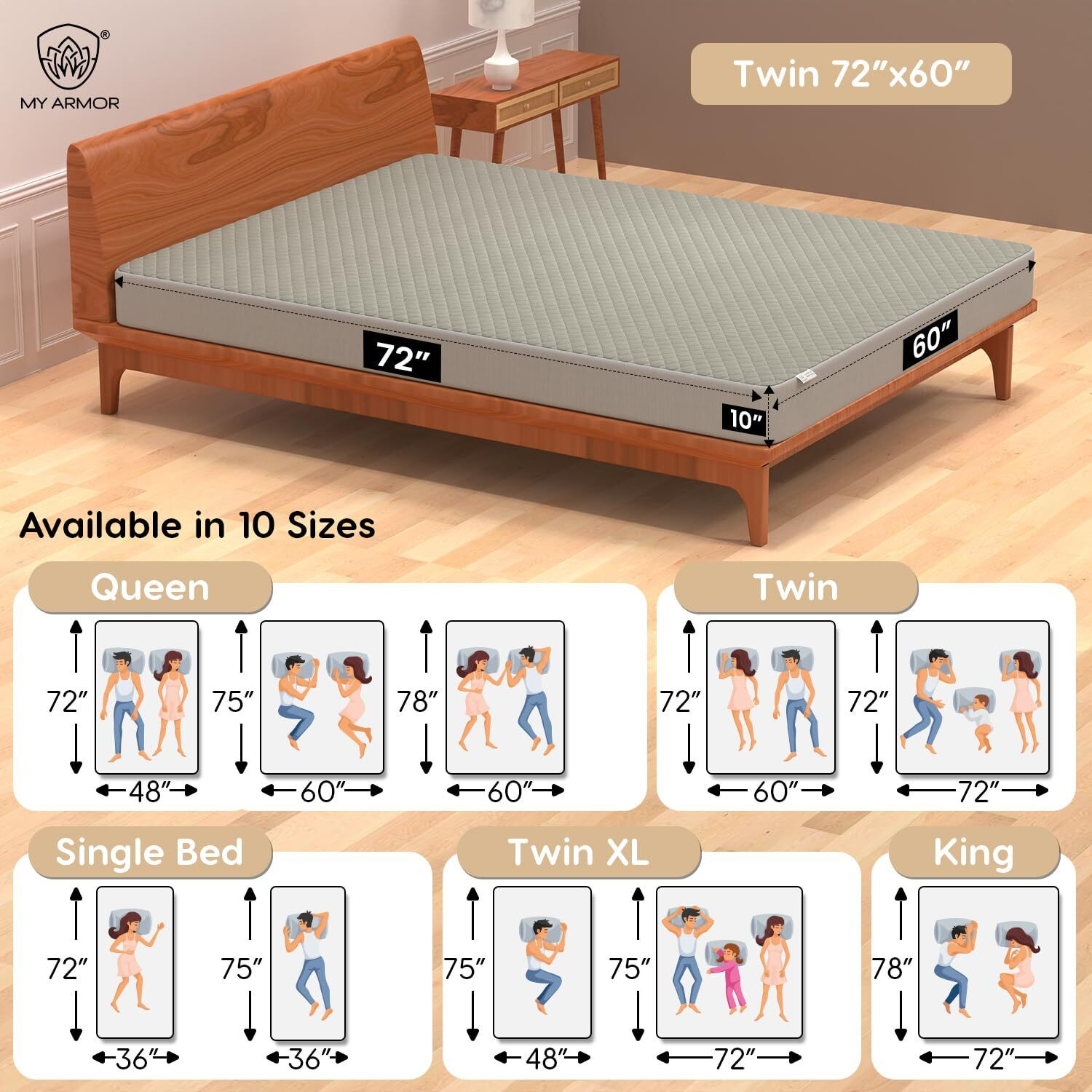 Image of MY ARMOR Queen Size Fitted Cotton Waterproof, Breathable, Stretchable Mattress Cover