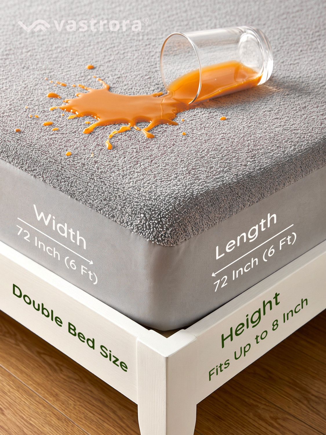 Image of Vastrora Double Size Fitted Terry Cotton Waterproof, Breathable, Stretchable Mattress Cover