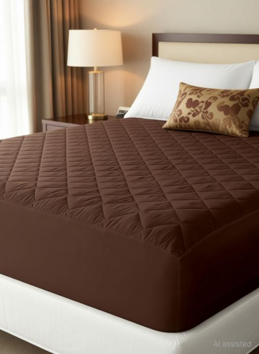 Image of CRAZY WORLD Double, Queen Size Fitted Nylon, Polyster Breathable, Stretchable, Waterproof Mattress Cover