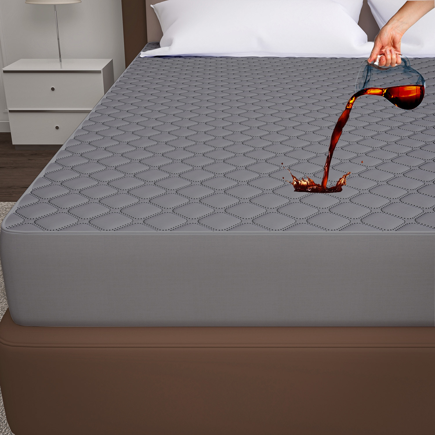 Image of AYKA Double Size Fitted Cotton Waterproof, Breathable, Stretchable Mattress Cover