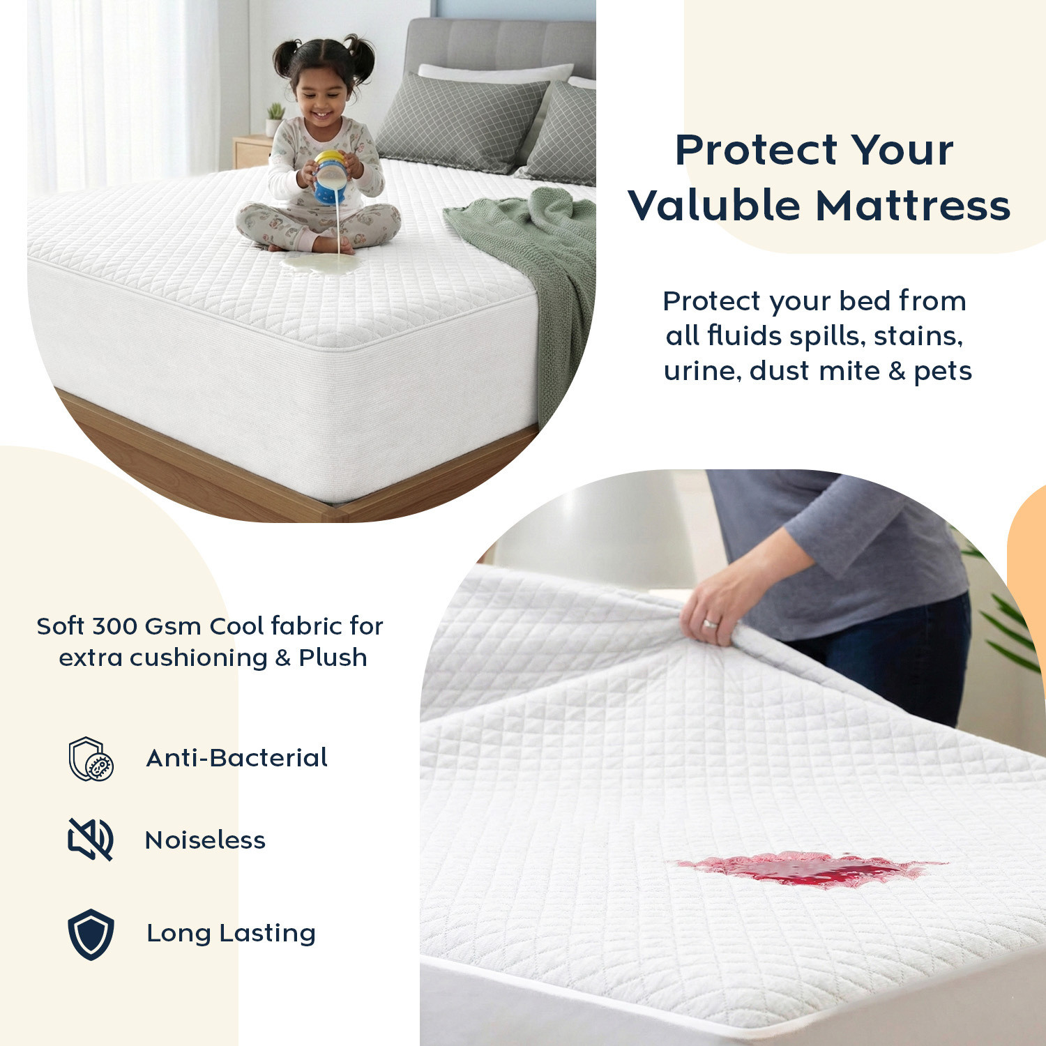 Image of AYKA Single Size Fitted Jacquard Waterproof, Breathable, Stretchable Mattress Cover