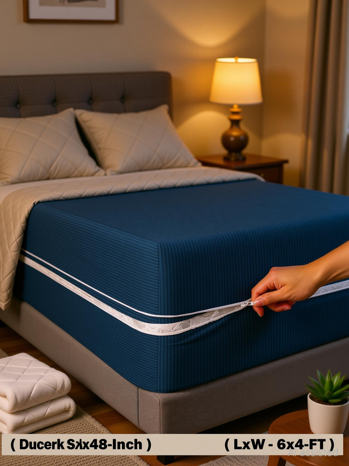 Image of Flipkart SmartBuy Queen Size Zippered Polycotton Breathable Mattress Cover