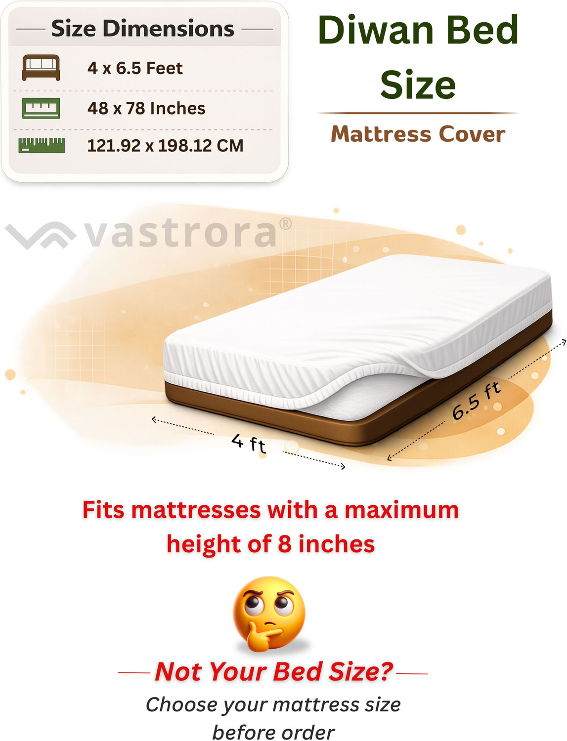 Image of Vastrora Single Size Fitted Terry Cotton Waterproof, Breathable, Stretchable Mattress Cover