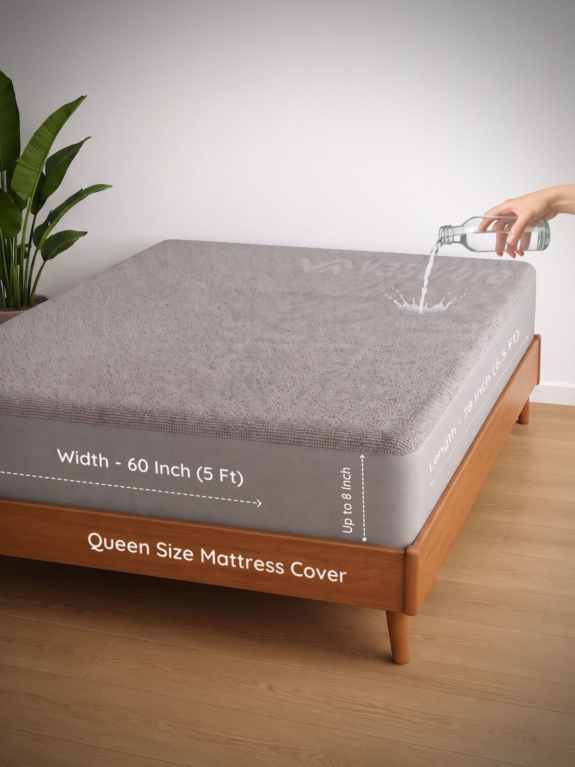 Image of Vastrora Queen Size Fitted Terry Cotton Breathable, Stretchable, Waterproof Mattress Cover