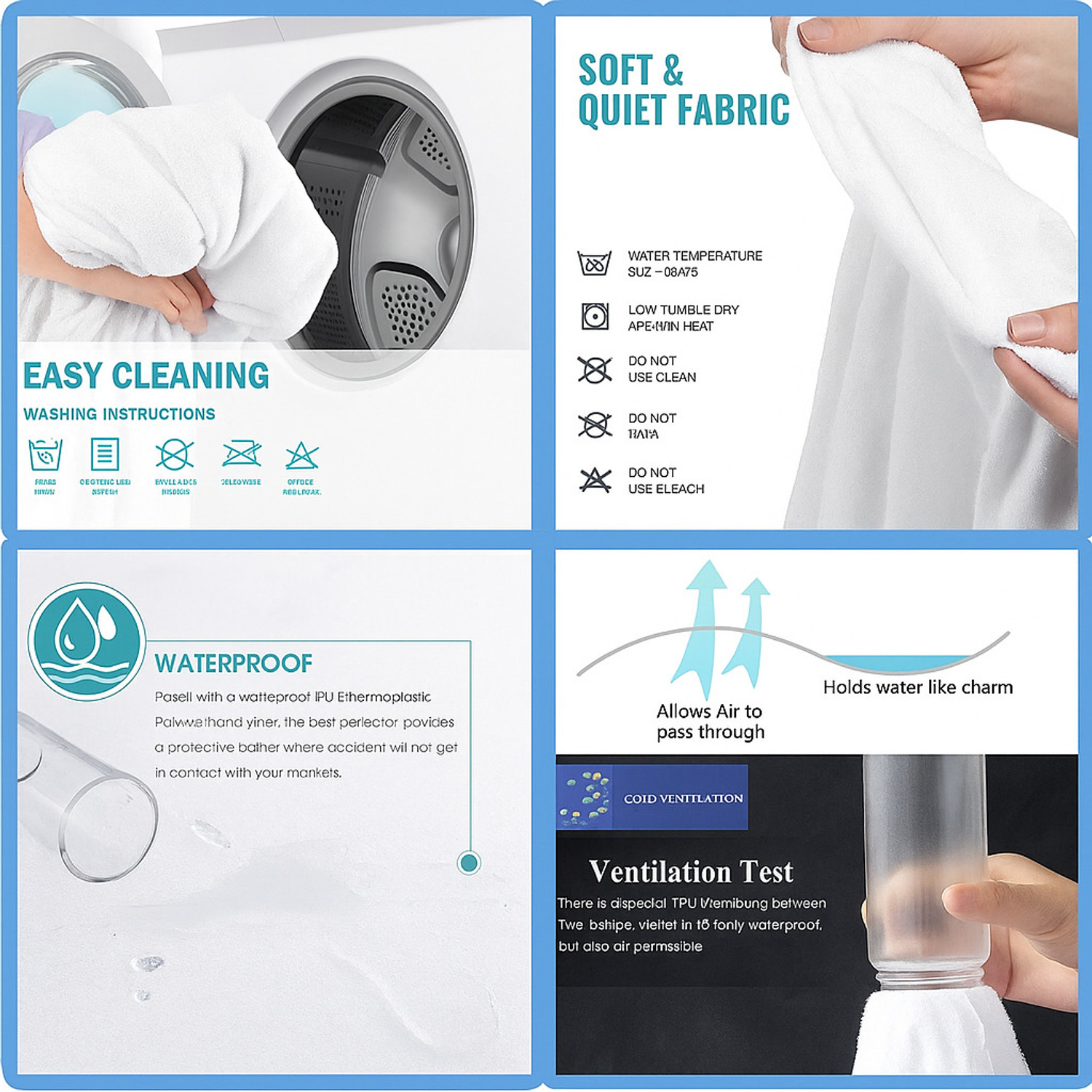 Image of CROSPO Double Size Fitted Cotton Breathable, Stretchable, Waterproof Mattress Cover