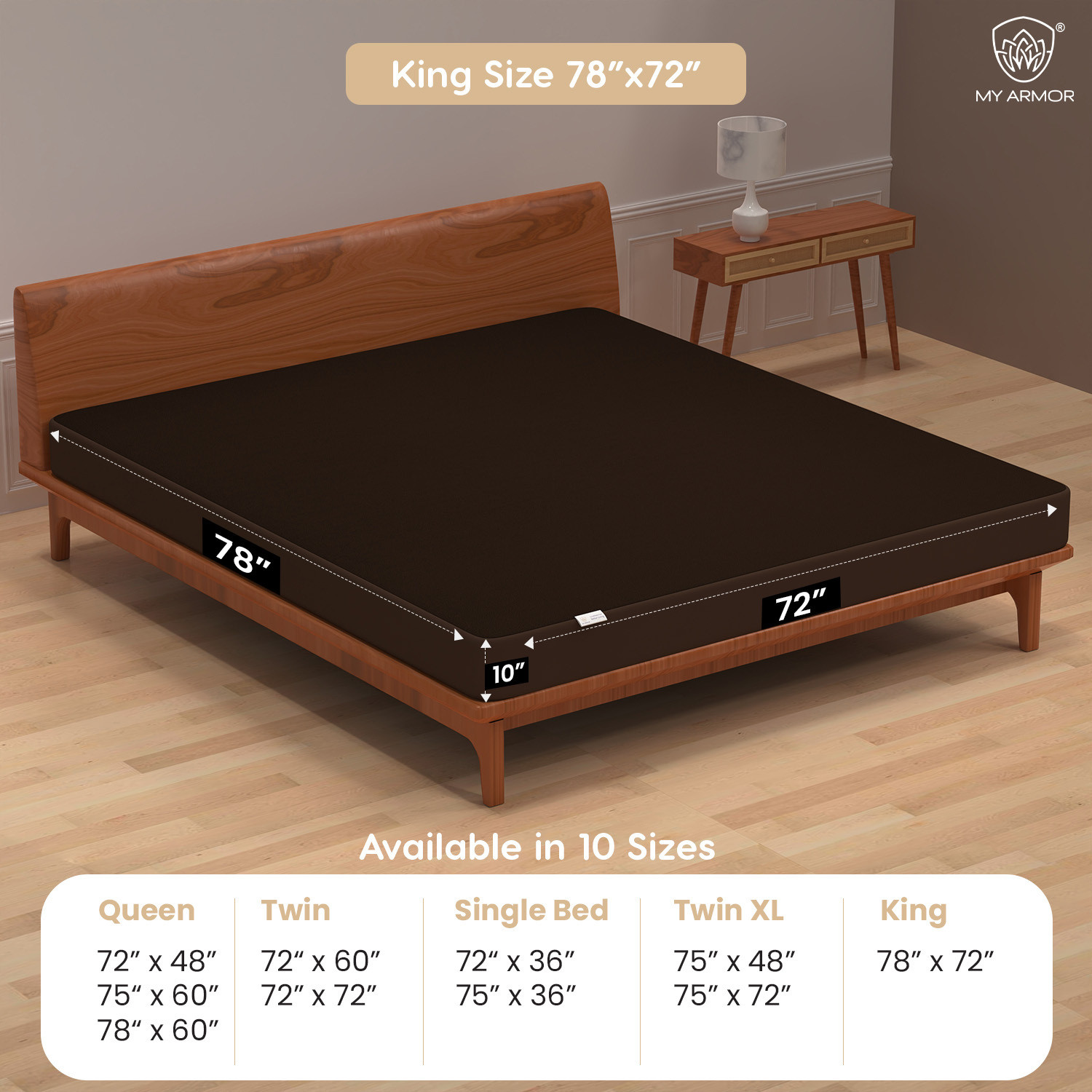 Image of MY ARMOR King Size Fitted Terry Cotton Breathable, Stretchable, Waterproof Mattress Cover