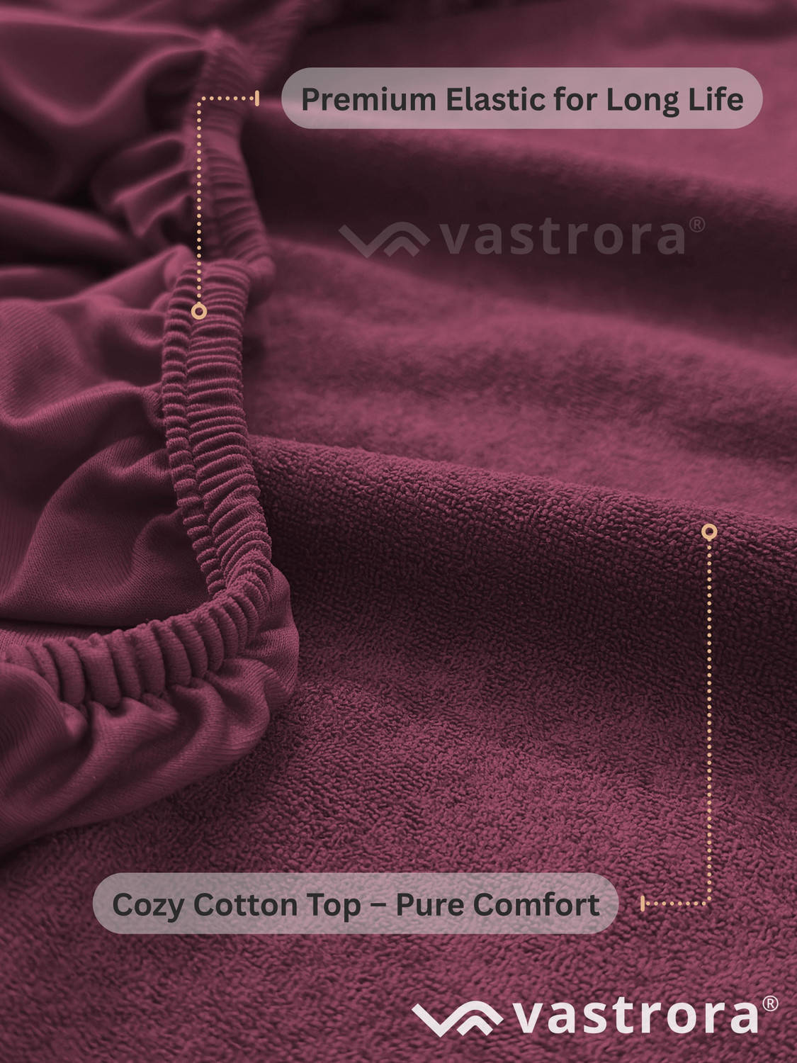 Image of Vastrora Double Size Fitted Terry Cotton Waterproof, Breathable, Stretchable Mattress Cover