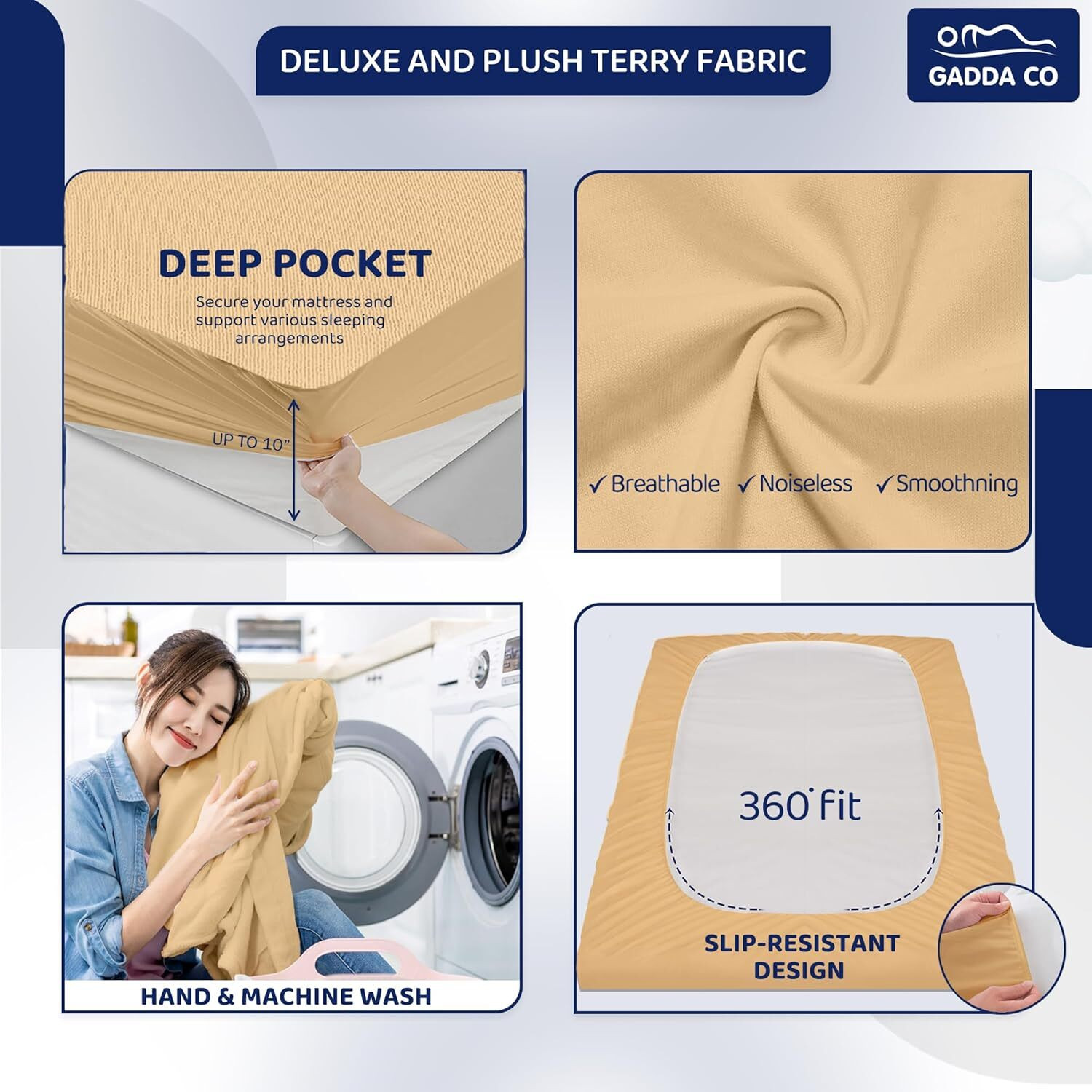 Image of GADDA CO Single Size Fitted Terry Cotton Waterproof, Breathable, Stretchable Mattress Cover