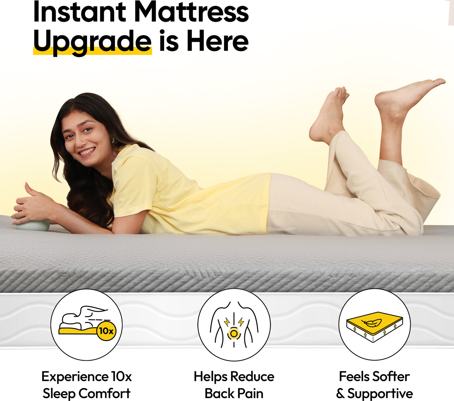 Image of Frido 2 inch (5.08 cm) King Size Foam Breathable Mattress Topper