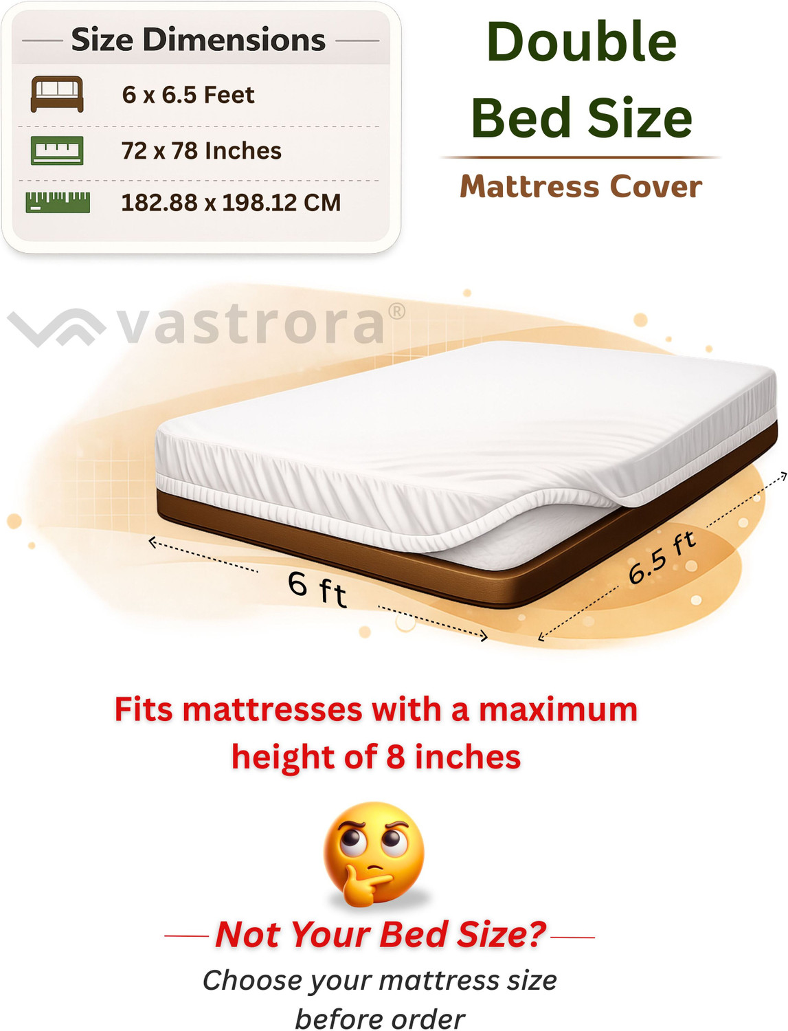 Image of Vastrora Double Size Fitted Terry Cotton Waterproof, Breathable, Stretchable Mattress Cover