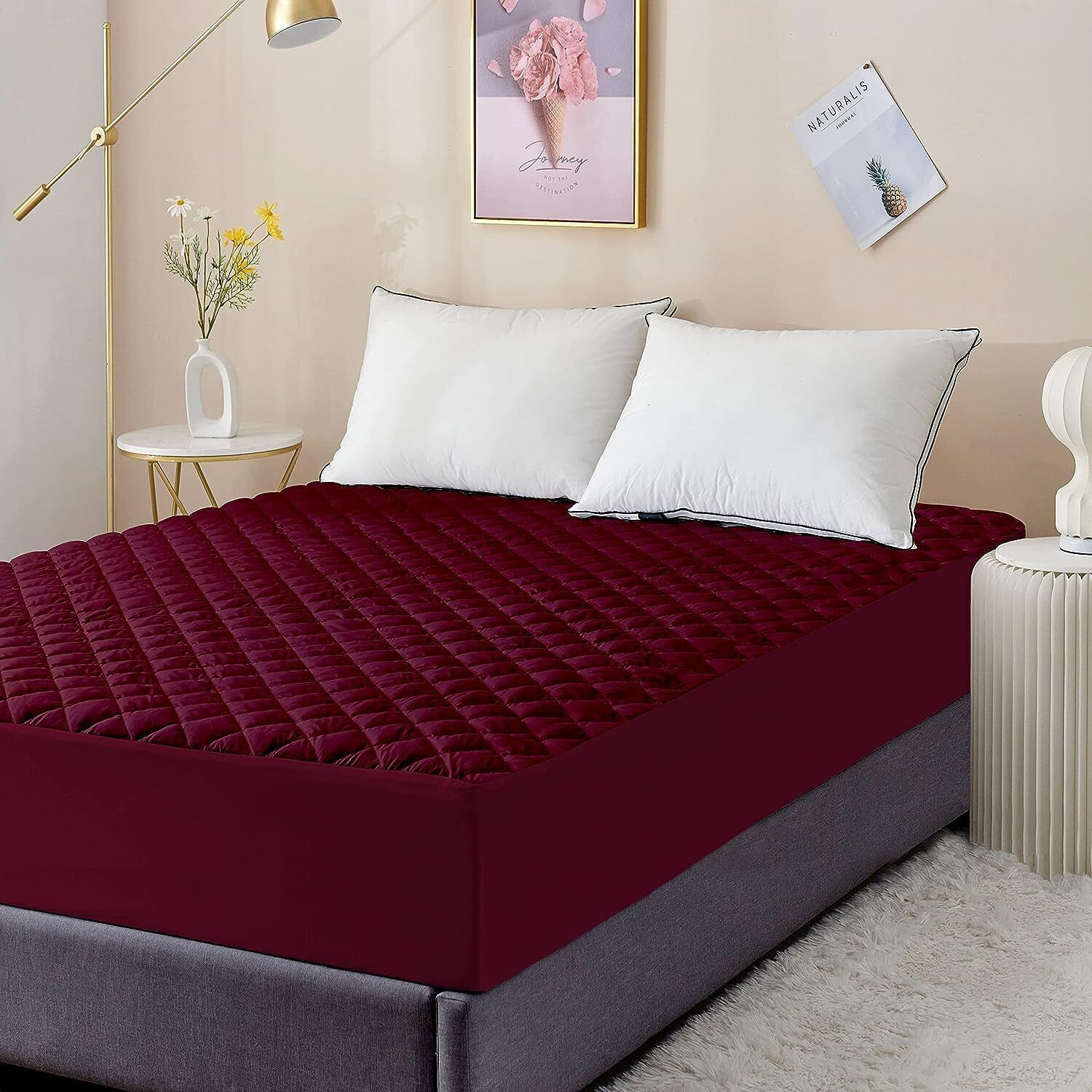 Image of CRAZY WORLD Queen Size Fitted Nylon, Polyster Breathable, Stretchable, Waterproof Mattress Cover