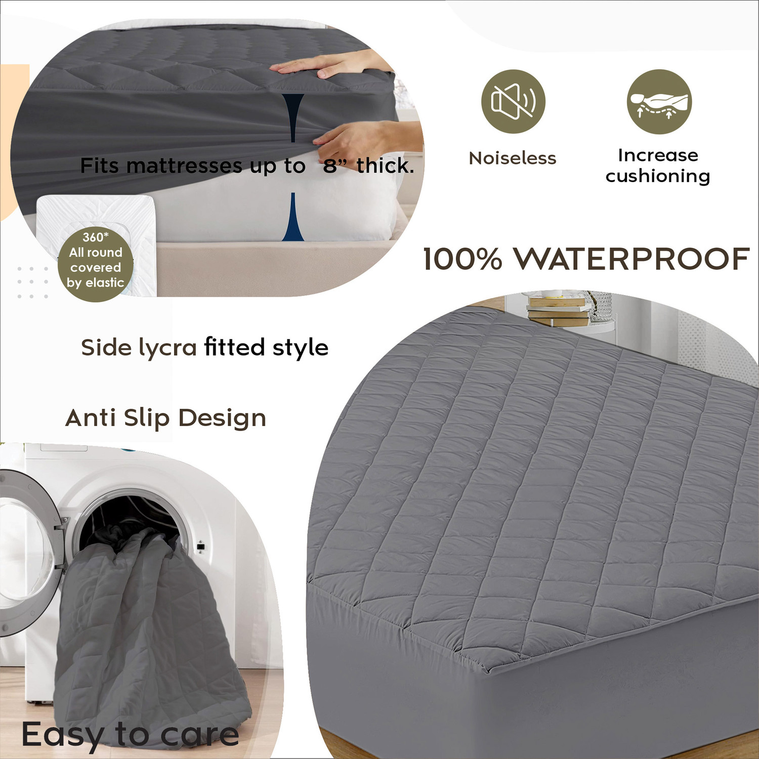 Image of AYKA Single Size Fitted Cotton Waterproof, Breathable, Stretchable Mattress Cover