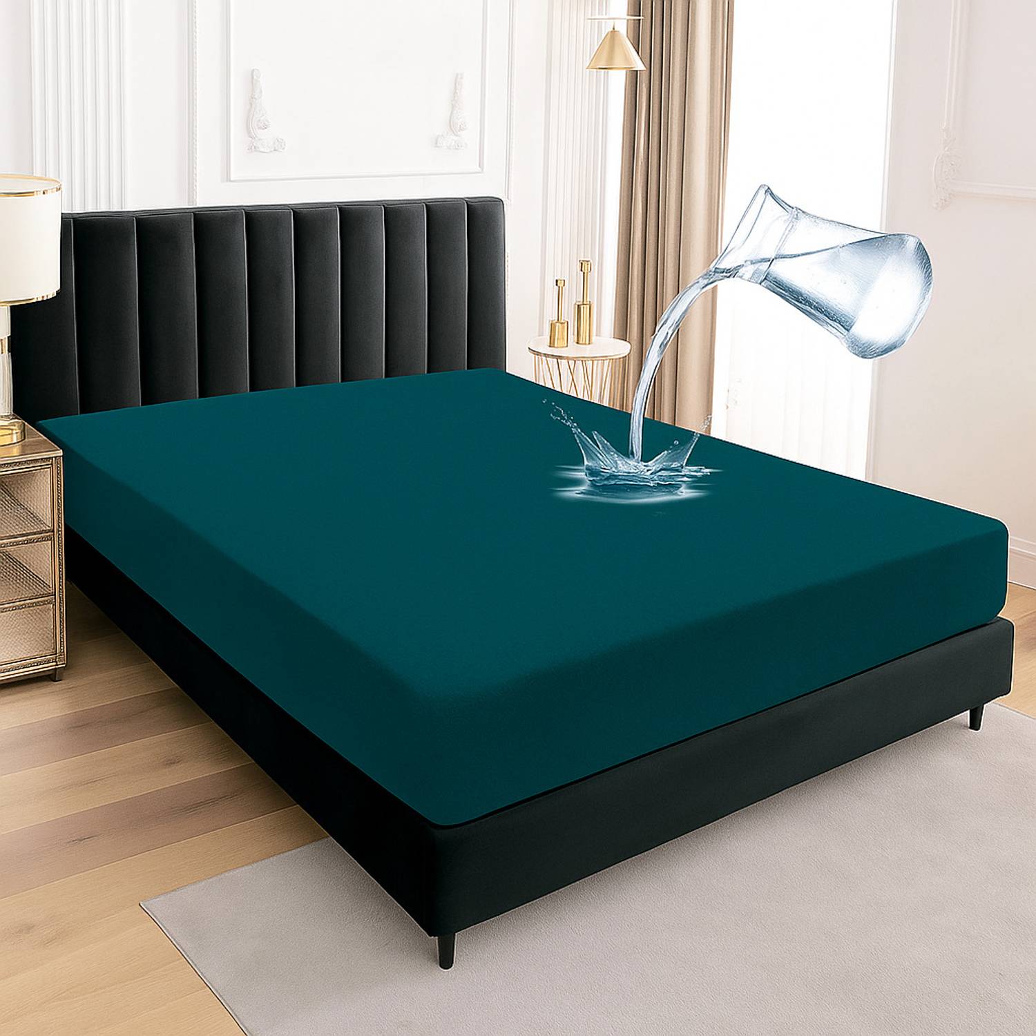 Blufurn Double Size Fitted Terry Cotton Breathable, Stretchable, Waterproof Mattress Cover