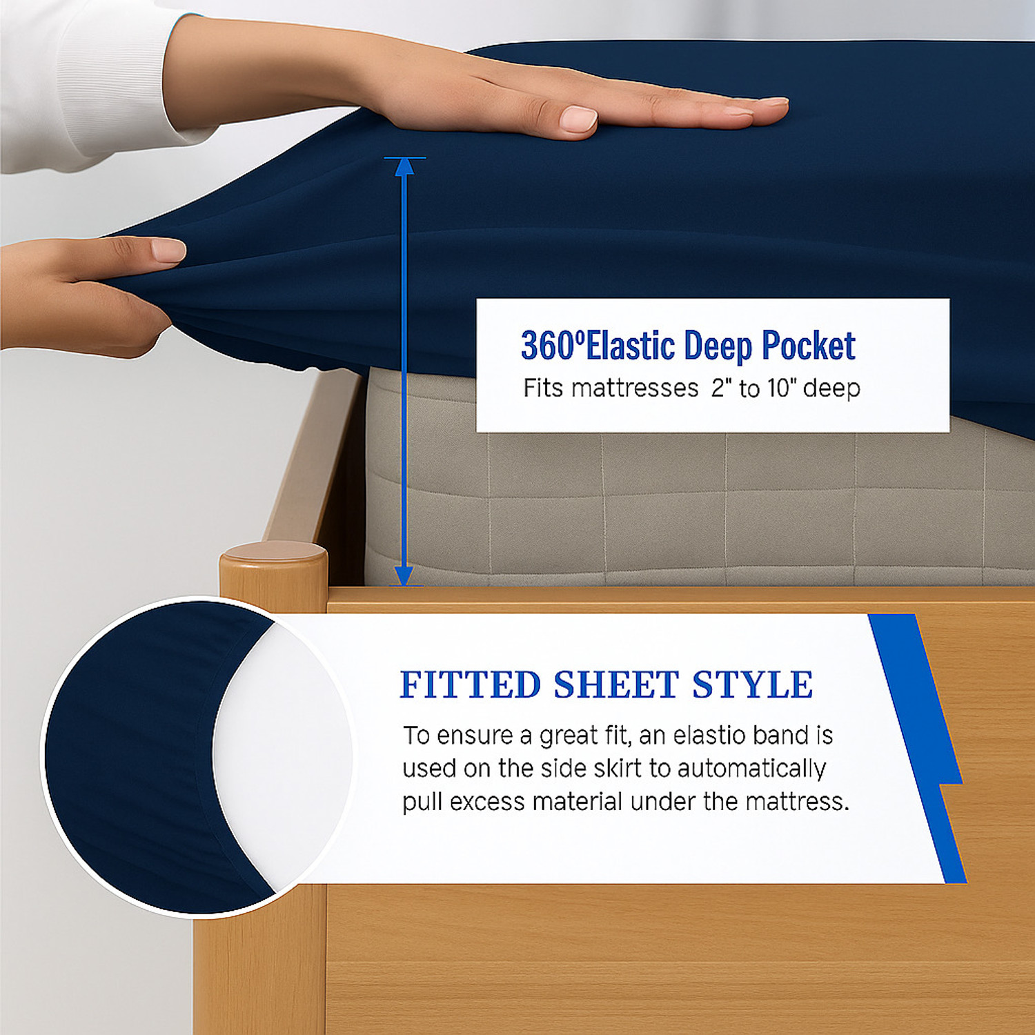 Image of CROSPO Double Size Fitted Cotton Breathable, Stretchable, Waterproof Mattress Cover