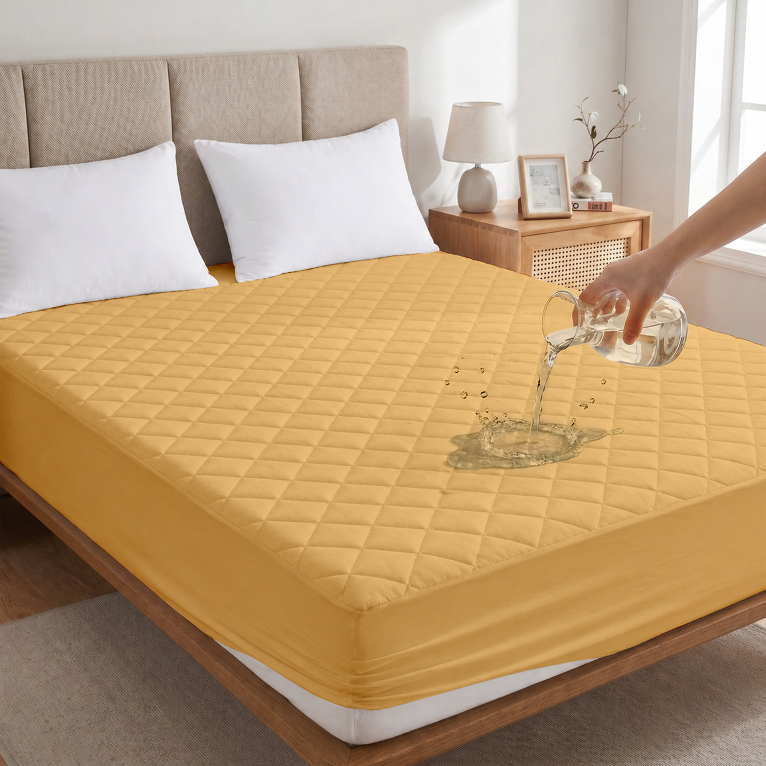 Image of compal Single Size Fitted Polycotton Waterproof, Breathable, Stretchable Mattress Cover