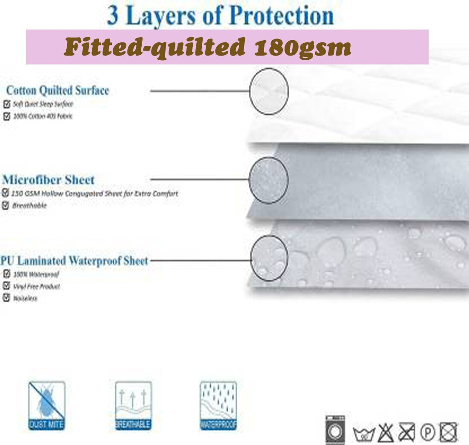 Image of CRAZY WORLD Double, King Size Fitted Nylon, Polyster Breathable, Stretchable, Waterproof Mattress Cover