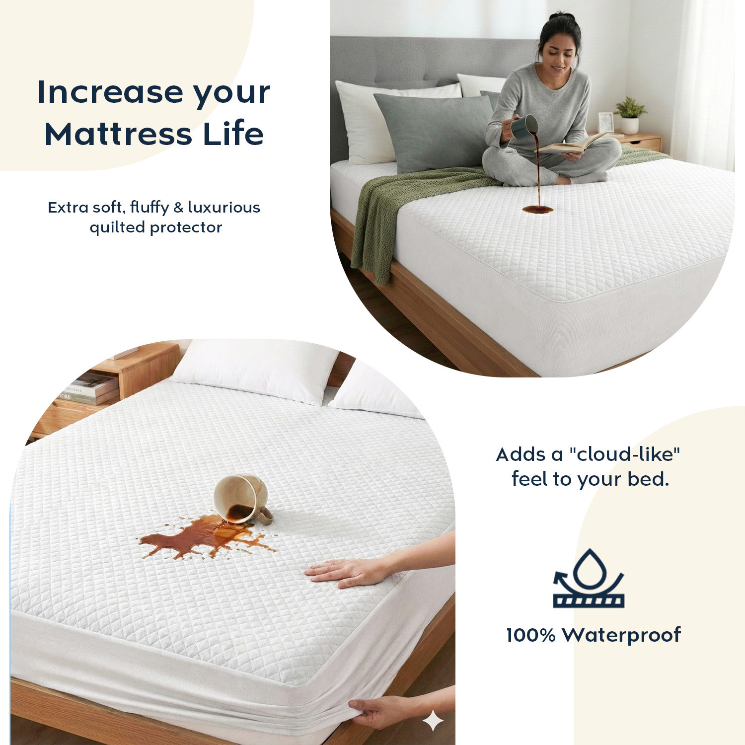 Image of AYKA Double Size Fitted Jacquard Waterproof, Breathable, Stretchable Mattress Cover