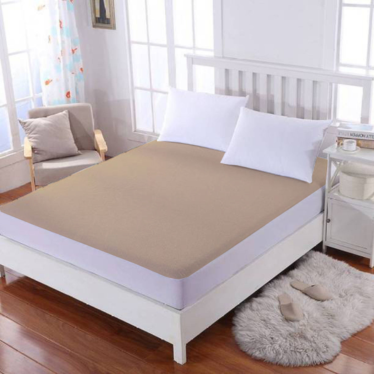 Image of Manavlivings King Size Fitted Terry Cotton Breathable, Waterproof Mattress Cover