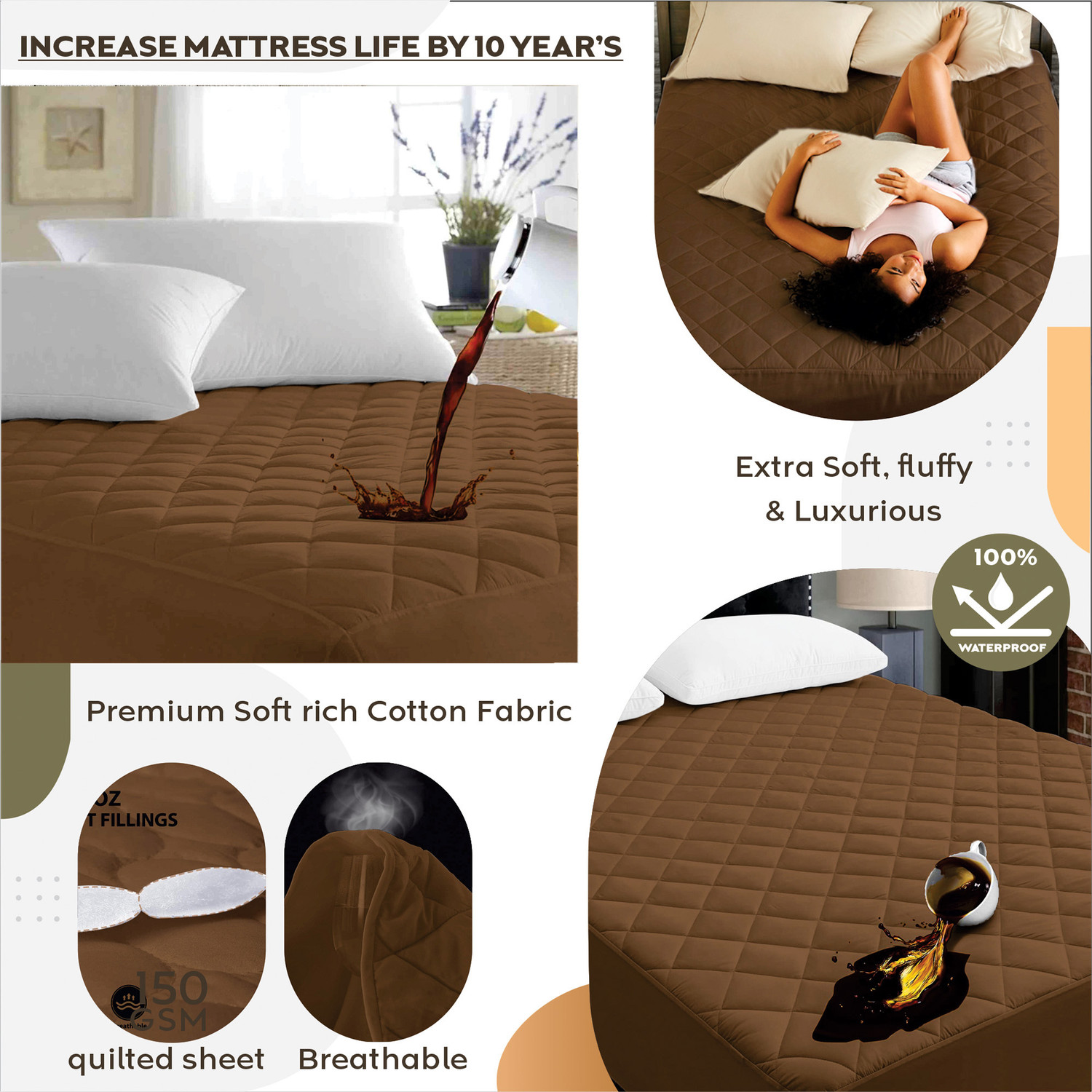 Image of AYKA Single Size Fitted Cotton Waterproof, Breathable, Stretchable Mattress Cover