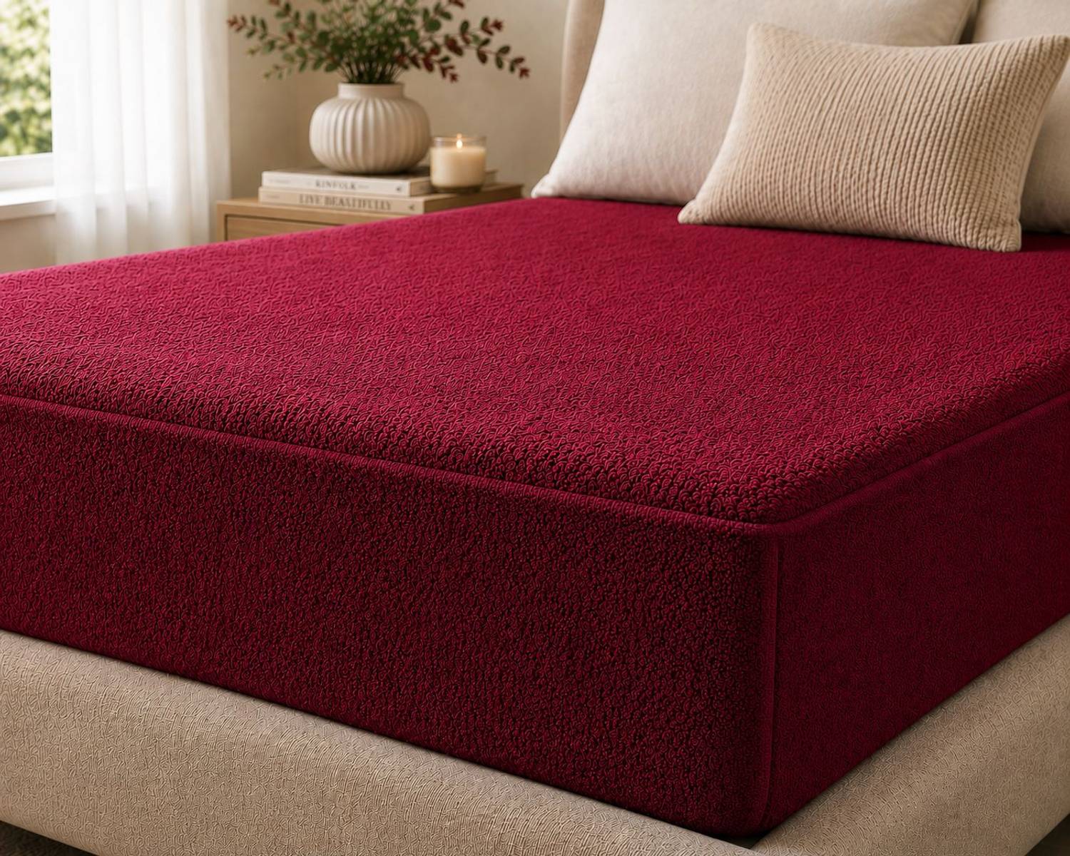 Teja Queen, King, Double Size Fitted Mattress Cover - Image 2