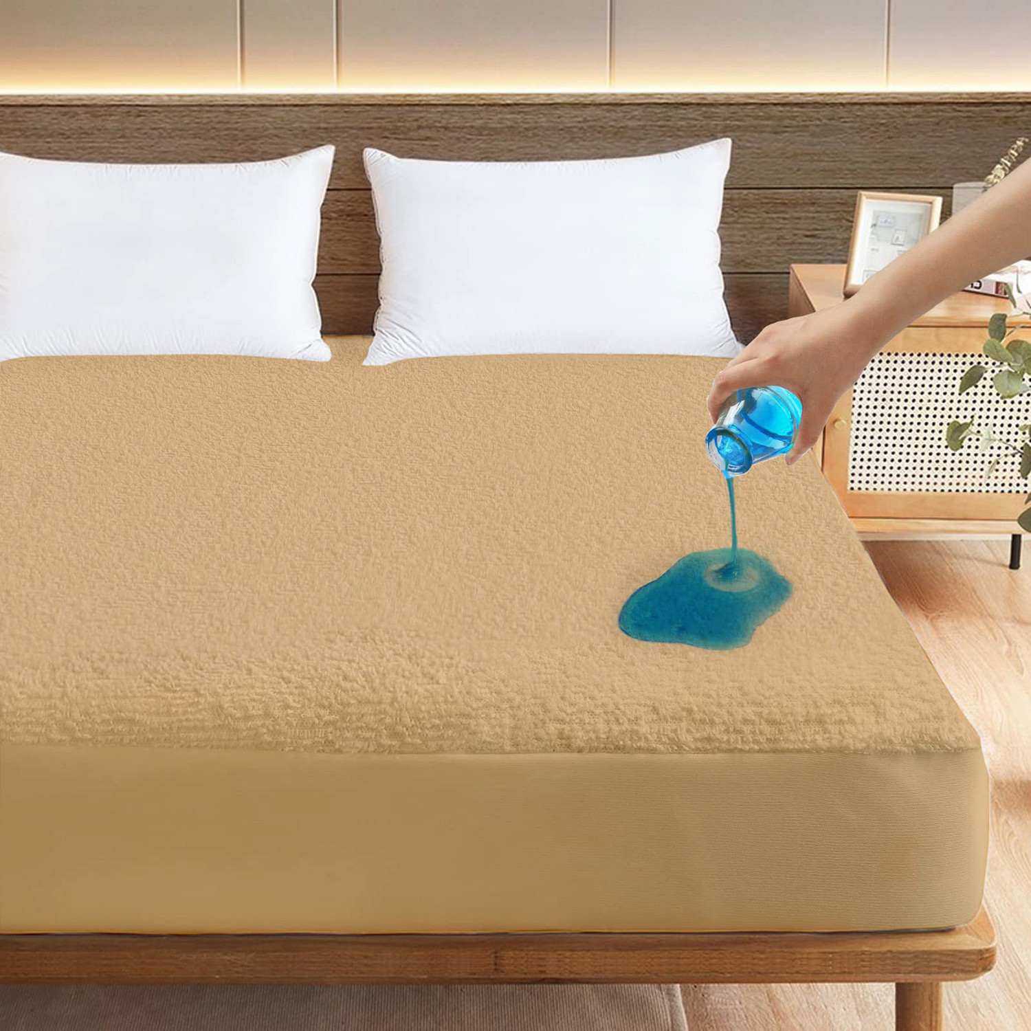 Image of AYKA Single Size Fitted Terry Cotton Waterproof, Breathable, Stretchable Mattress Cover