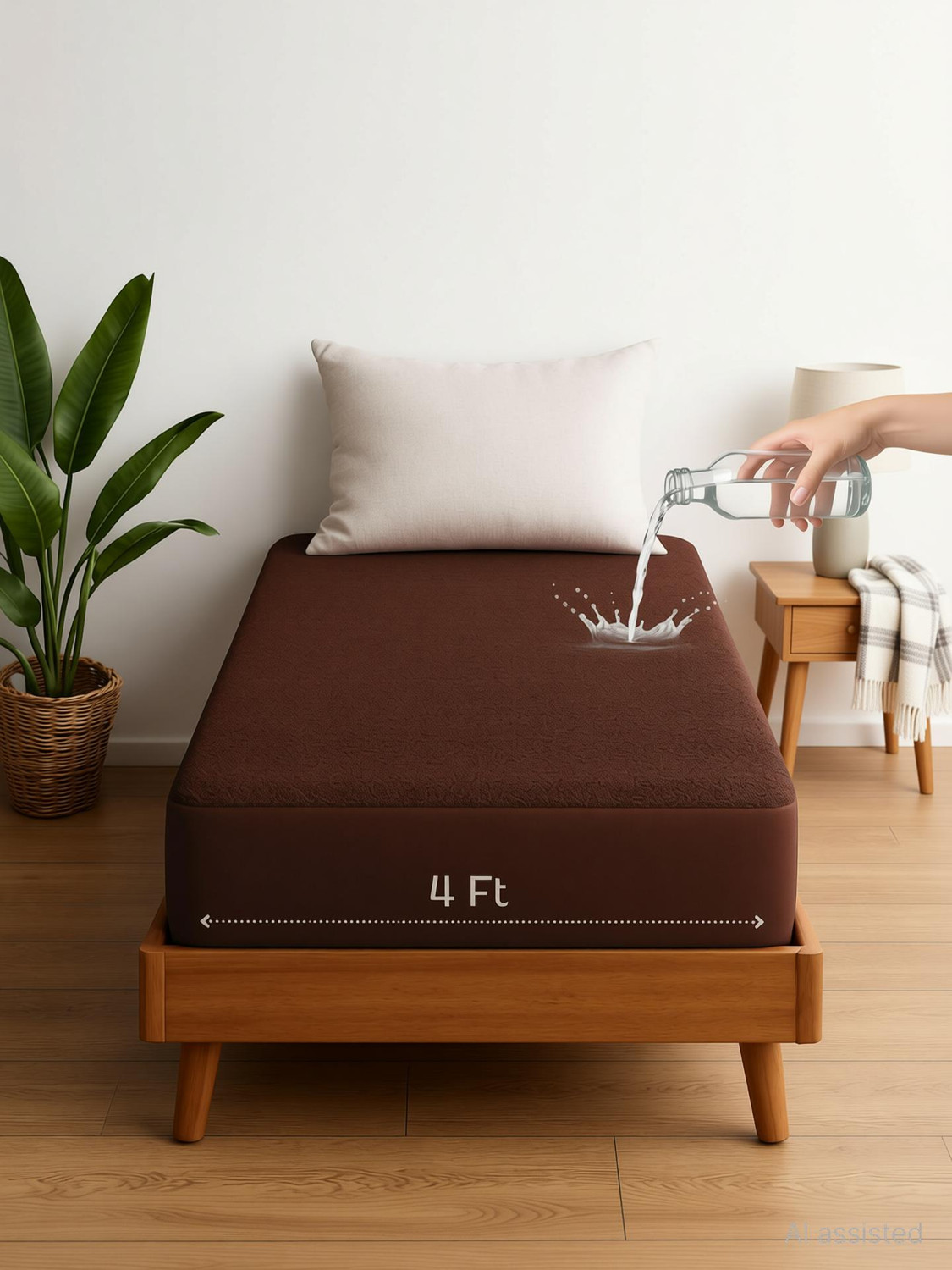 Image of Vastrora Single Size Fitted Terry Cotton Breathable, Stretchable, Waterproof Mattress Cover