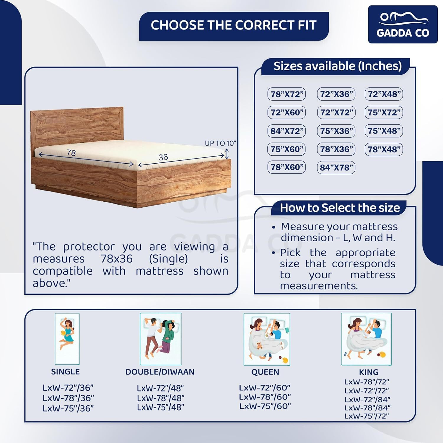 Image of GADDA CO Single Size Fitted Terry Cotton Waterproof, Breathable, Stretchable Mattress Cover