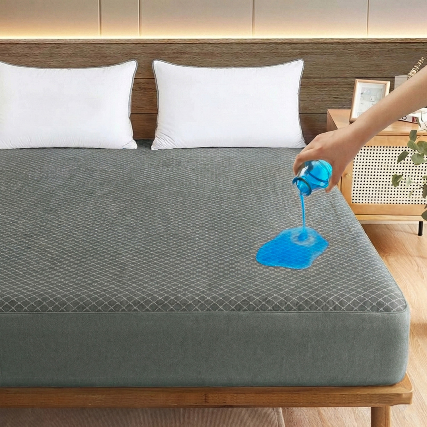 Image of AYKA Single Size Fitted Jacquard Waterproof, Breathable, Stretchable Mattress Cover