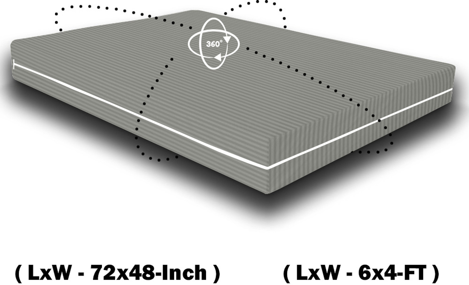 Image of VAS COLLECTIONS Queen Size Zippered Polycotton Breathable Mattress Cover (183 cm x 122 cm, Grey)