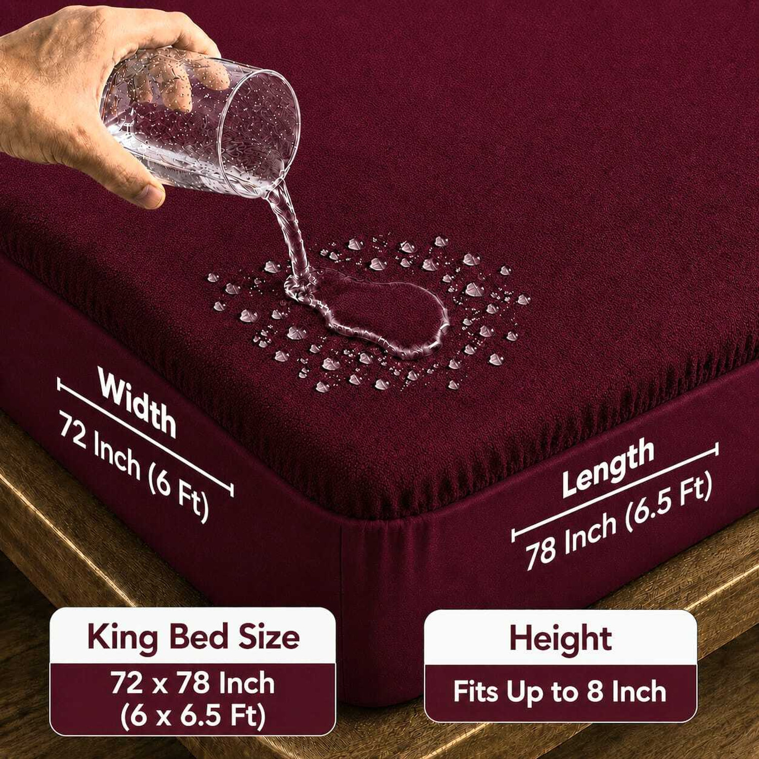 Image of PROTEXIA Double, King, Queen Size Fitted Cotton Waterproof, Stretchable, Breathable Mattress Cover