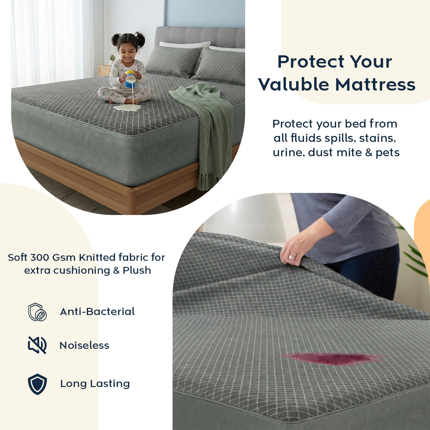 Image of AYKA Single Size Fitted Jacquard Waterproof, Breathable, Stretchable Mattress Cover
