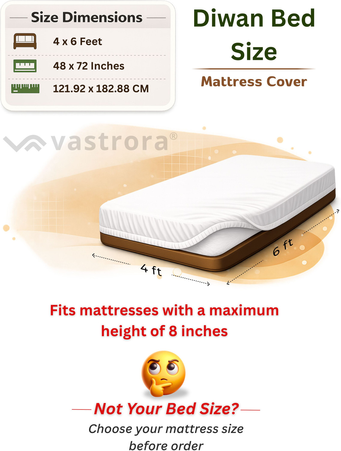 Image of Vastrora Single Size Fitted Terry Cotton Breathable, Stretchable, Waterproof Mattress Cover
