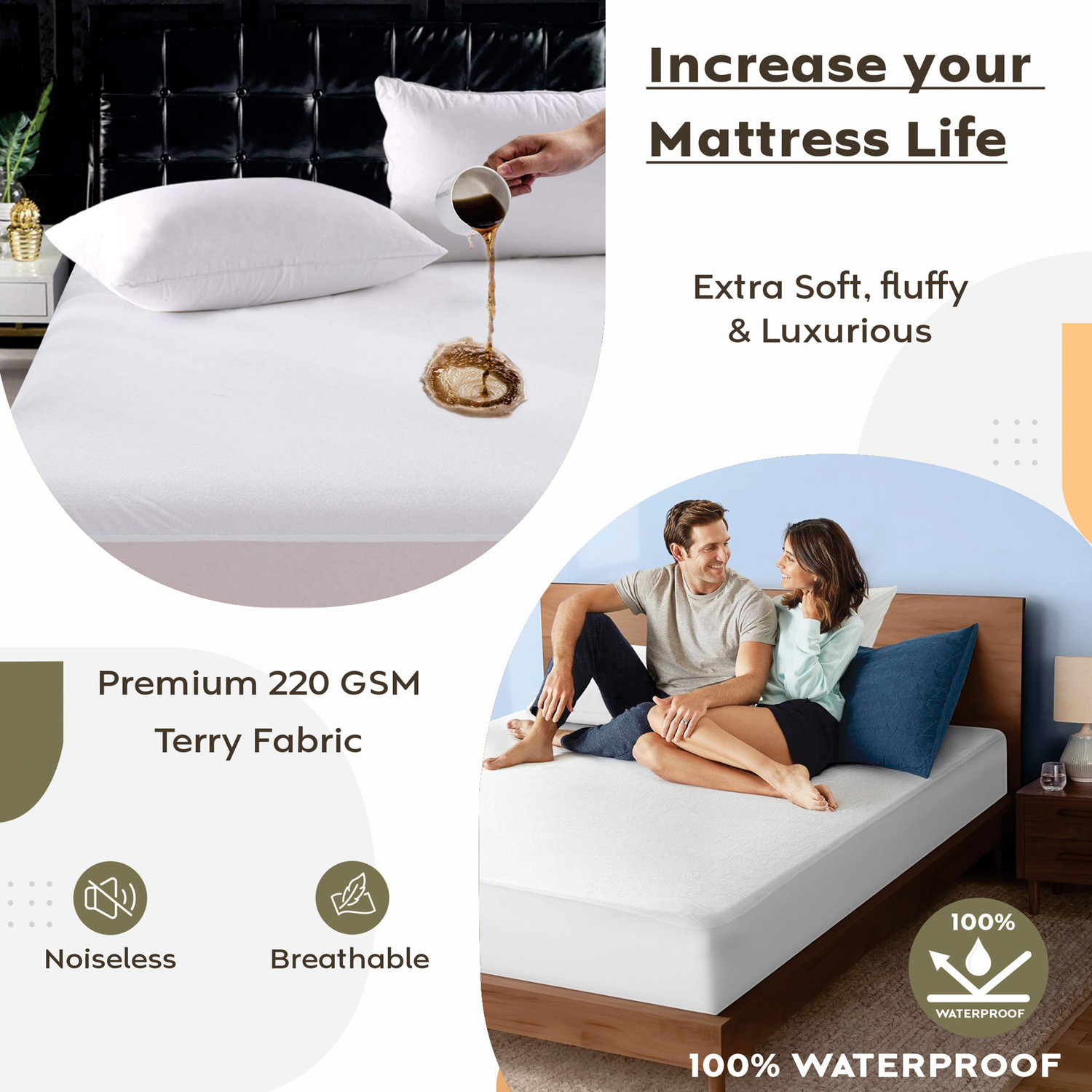 Image of AYKA Single Size Fitted Terry Cotton Waterproof, Breathable, Stretchable Mattress Cover